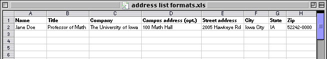 Address file format: off-campus mail